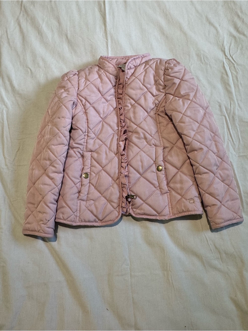 Crown & Ivy Pink Quilted Ruffle-Trim Puffer Jacket for Kids